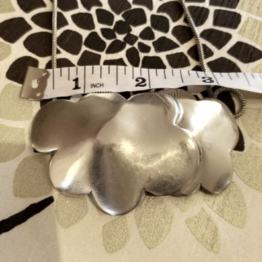 Vintage Silver Tone Statement Cloud Necklace - image 6